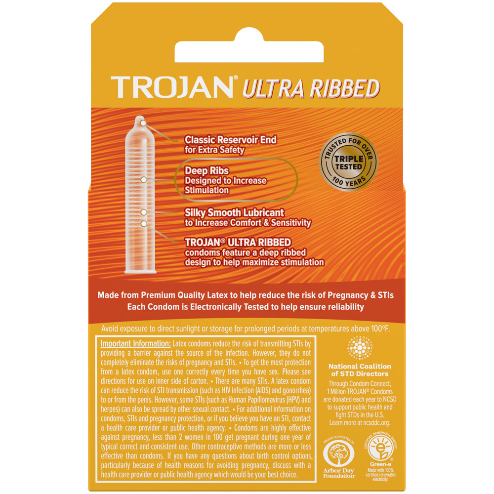 Trojan Stimulations Ultra Ribbed Lubricated Condoms - Extra Stimulation - 3 Pack