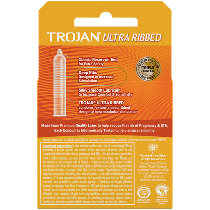 Trojan Stimulations Ultra Ribbed Lubricated Condoms - Extra Stimulation - 3 Pack