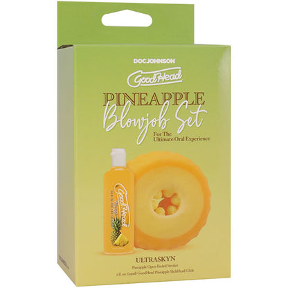 Doc Johnson Goodhead Pineapple Blowjob Set - Open-Ended Stroker with Pineapple Flavor - Yellow