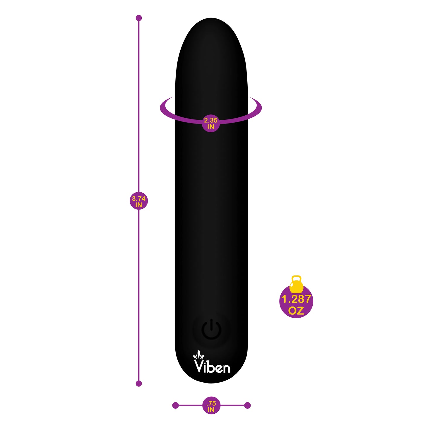 Viben Bombshell Flexible Bullet - Black - 20 Function Waterproof Vibrator