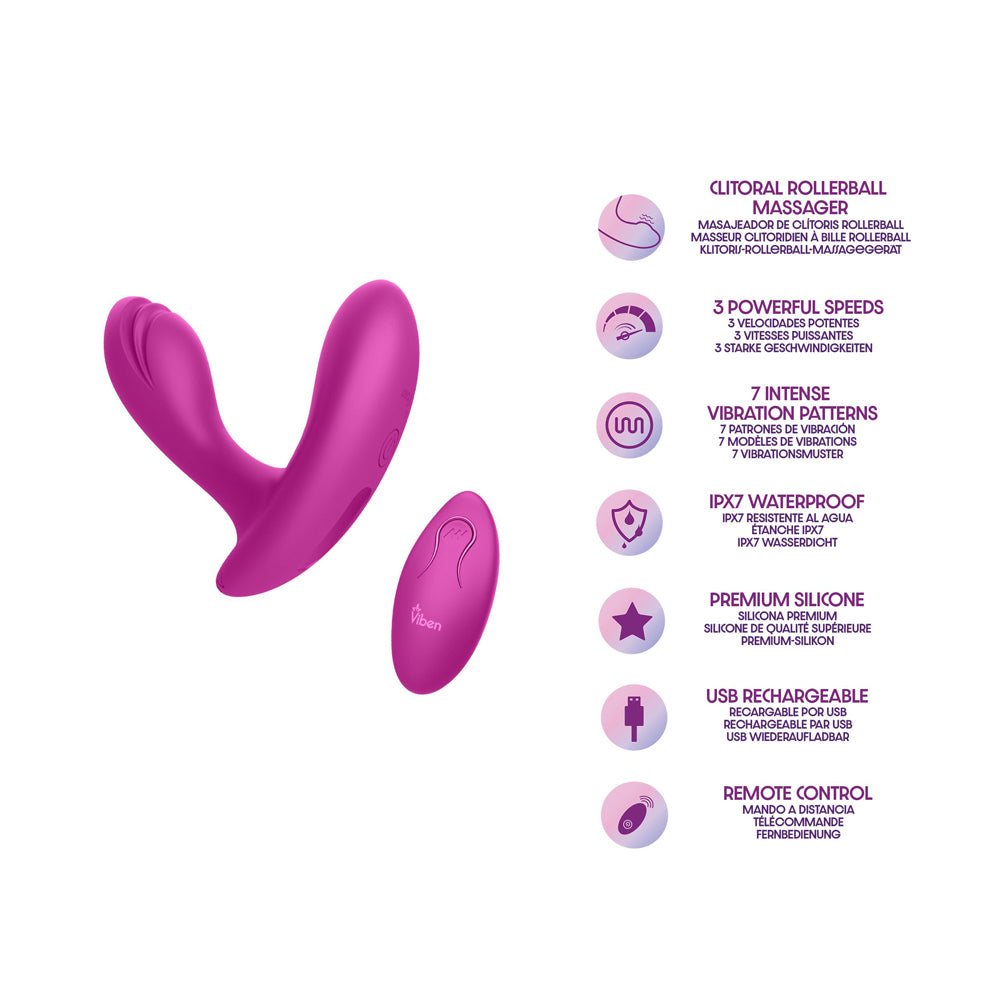 Epiphany Dual Motor Clitoral Rollerball Panty Vibe - Berry