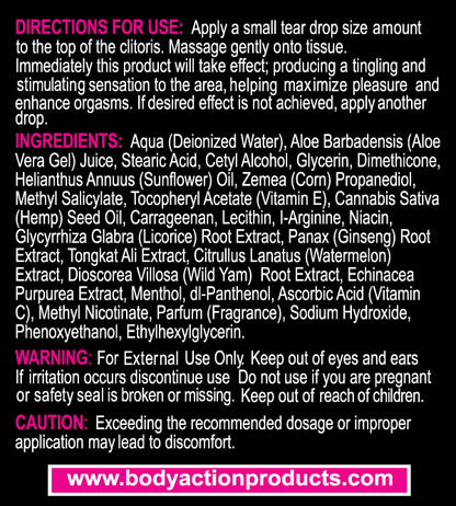 Body Action Hempleasure for Women Arousal Cream 0.5 Oz – Infused with Hemp Seed Oil