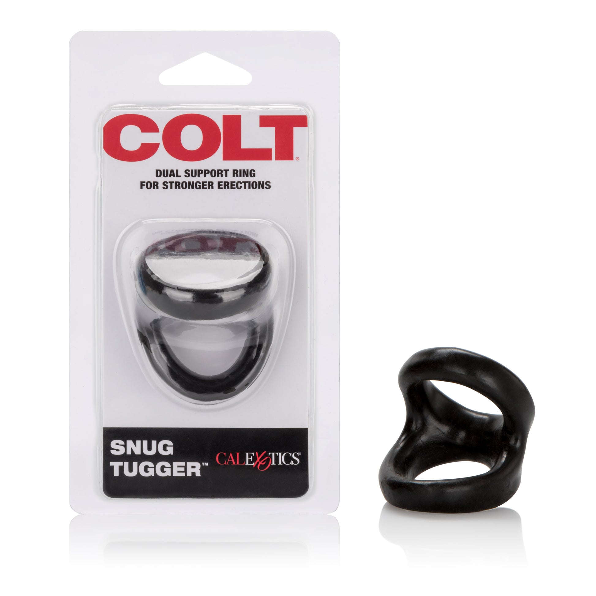 CalExotics Colt Snug Tugger Dual Enhancer Ring with Scrotum Support - Black