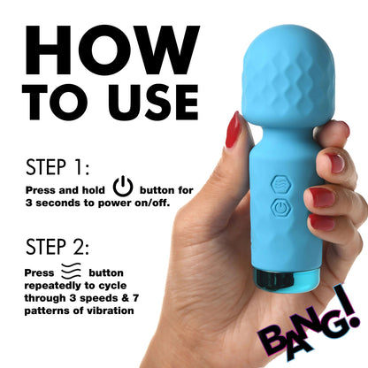 XR Brands 10x Mini Silicone Wand - Blue - Multi-Speed Vibrating Wand