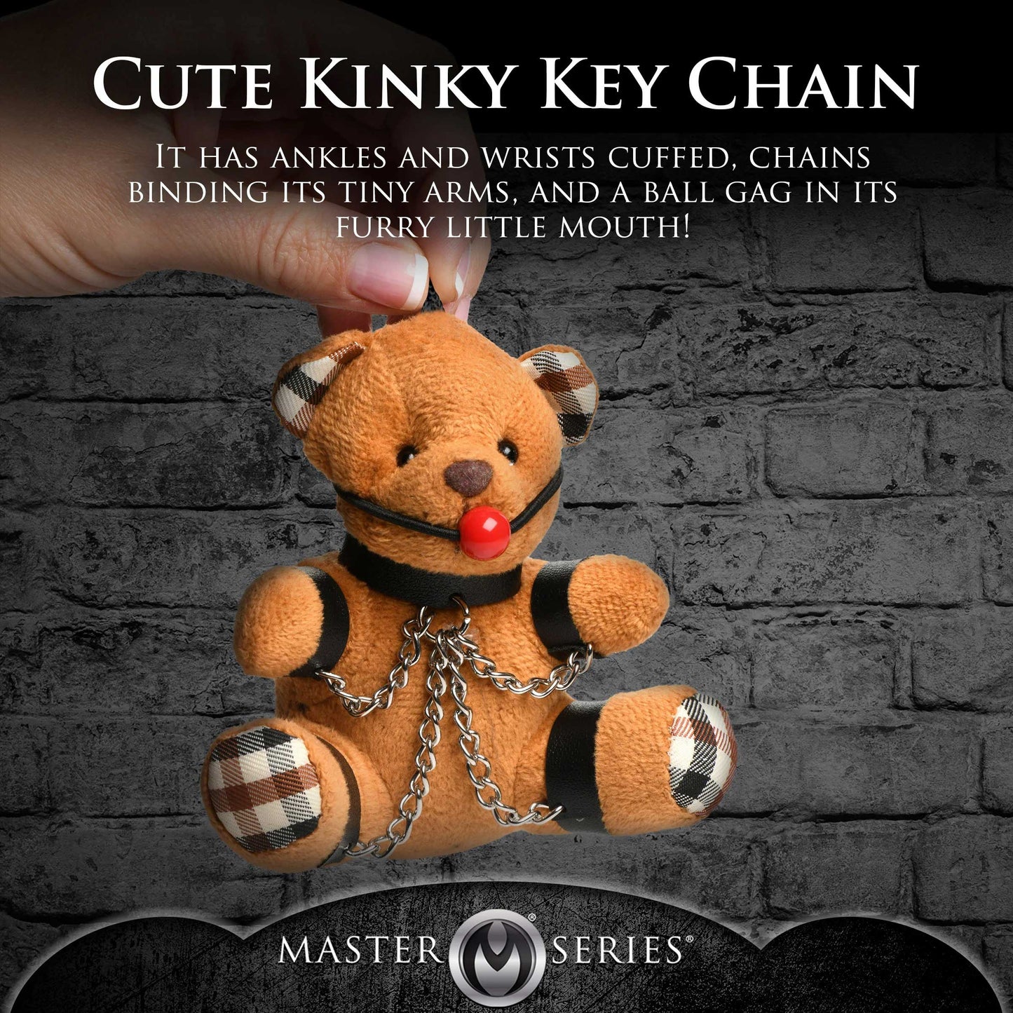 Gagged Teddy Bear Keychain – Fun Gag Gift – Burnt Orange