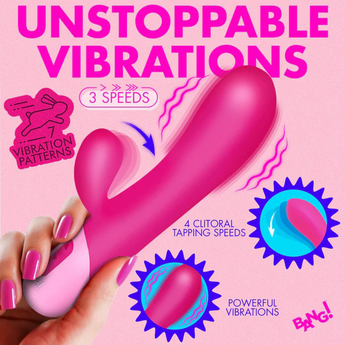 XR Brands Clit Tapping Vibrating Rabbit - Multi-Function G-Spot Vibrator - Pink