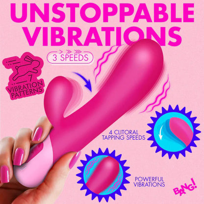 XR Brands Clit Tapping Vibrating Rabbit - Multi-Function G-Spot Vibrator - Pink