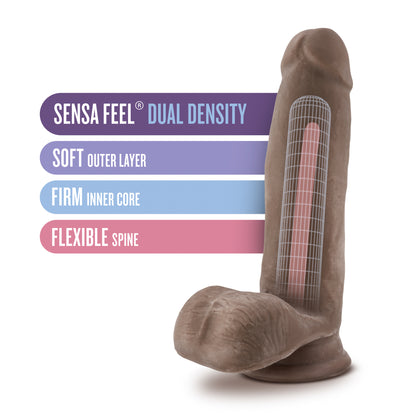 Blush Novelties Au Naturel 7 Inch Sensa Feel Dildo - Chocolate