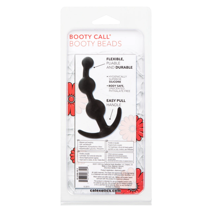 CalExotics Booty Call Booty Beads - Phthalate Free Silicone - Black