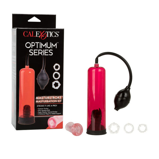 Nick Manning Masturstroke Masturbation Kit - Red - Includes Suction Pump and Multi-Purpose Rings