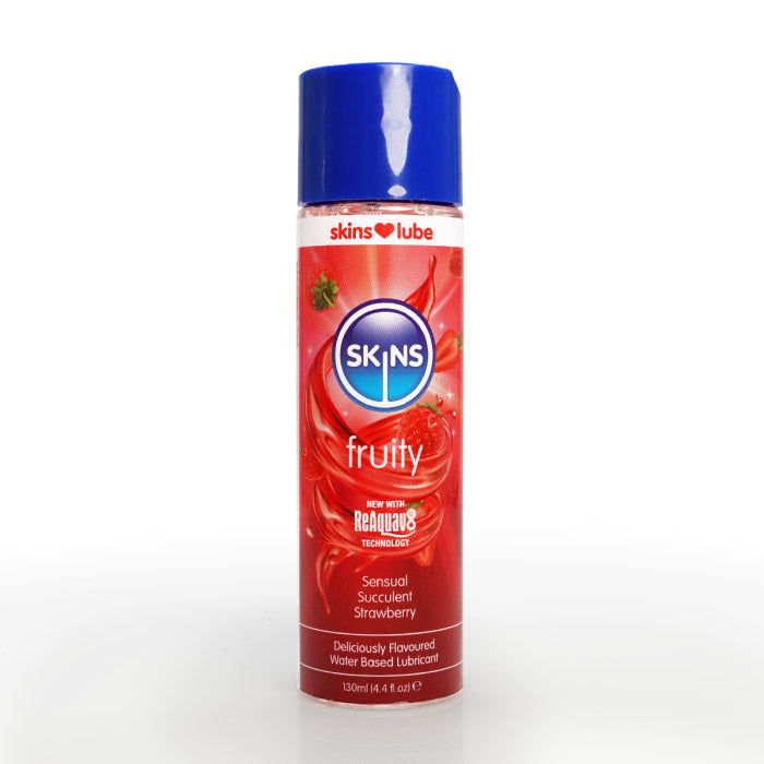 Skins Strawberry Water Based Lubricant 4.4oz – Strawberry Flavor, Water-Based