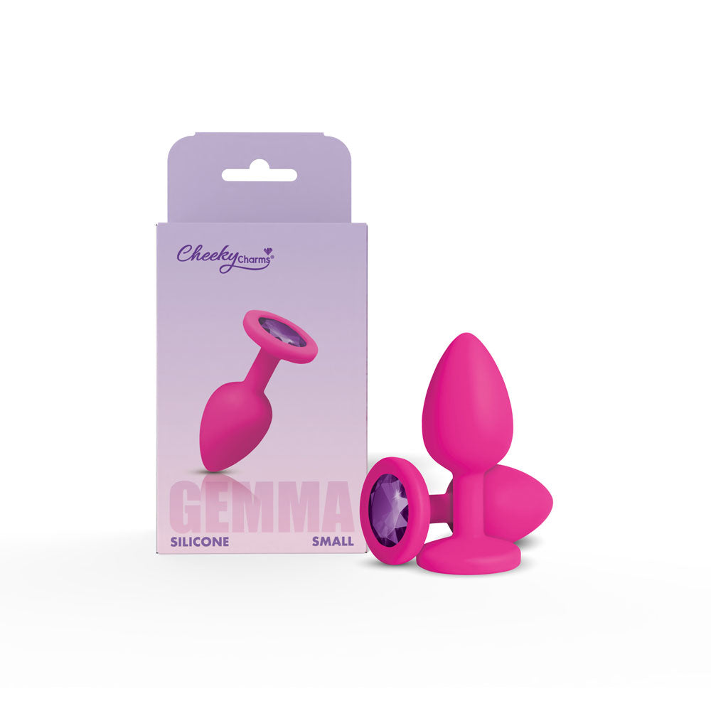 Cheeky Charms Gemma Purple Gem Pink Silicone Anal Plug – Small