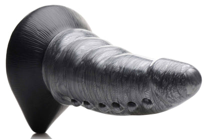 Beastly Tapered Bumpy Silicone Dildo - Silver - Tapered Design with Suction Cup Base