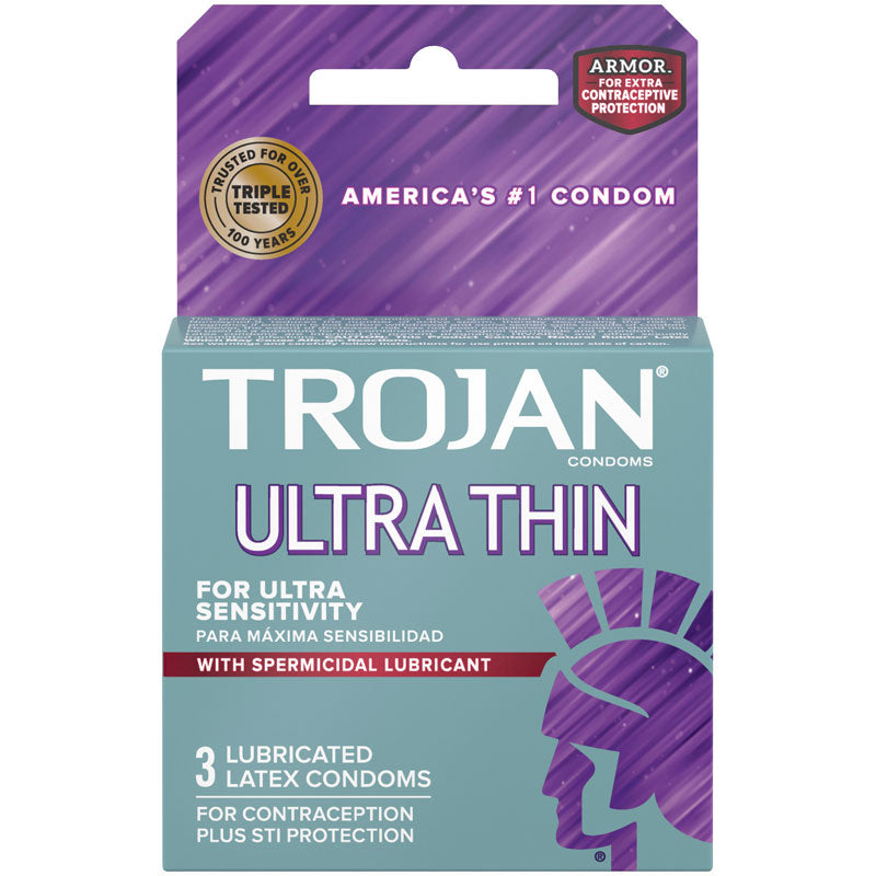 Trojan Ultra Thin Armor Condoms with Spermicidal Lubricant - 3 Pack