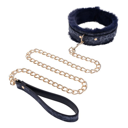Sportsheets Cougar Fur Collar and Leash Set – Blue
