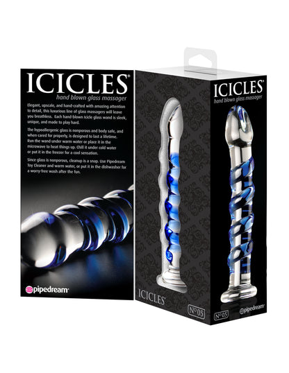 Pipedream Icicles No. 5 Glass Massager – Clear/Blue