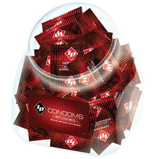 ID Studded Condom Jar – Strong and Sensitive Latex Condoms – Clear