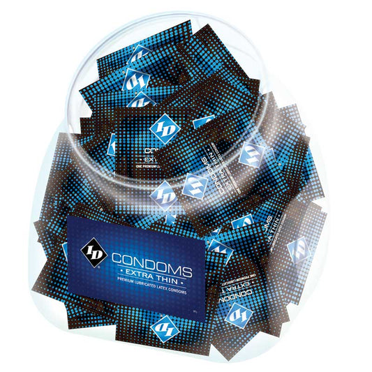ID Extra Thin Condoms - Ultra-Smooth Latex - Clear - Jar of 144