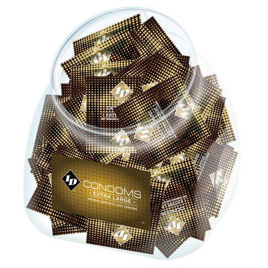 ID Extra Large Condom Jar – 144 Lubricated Latex Condoms – Clear