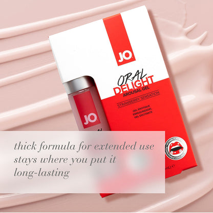 JO Strawberry Oral Delight Arousal Gel – Water-Based, Thick Formula, 1 oz