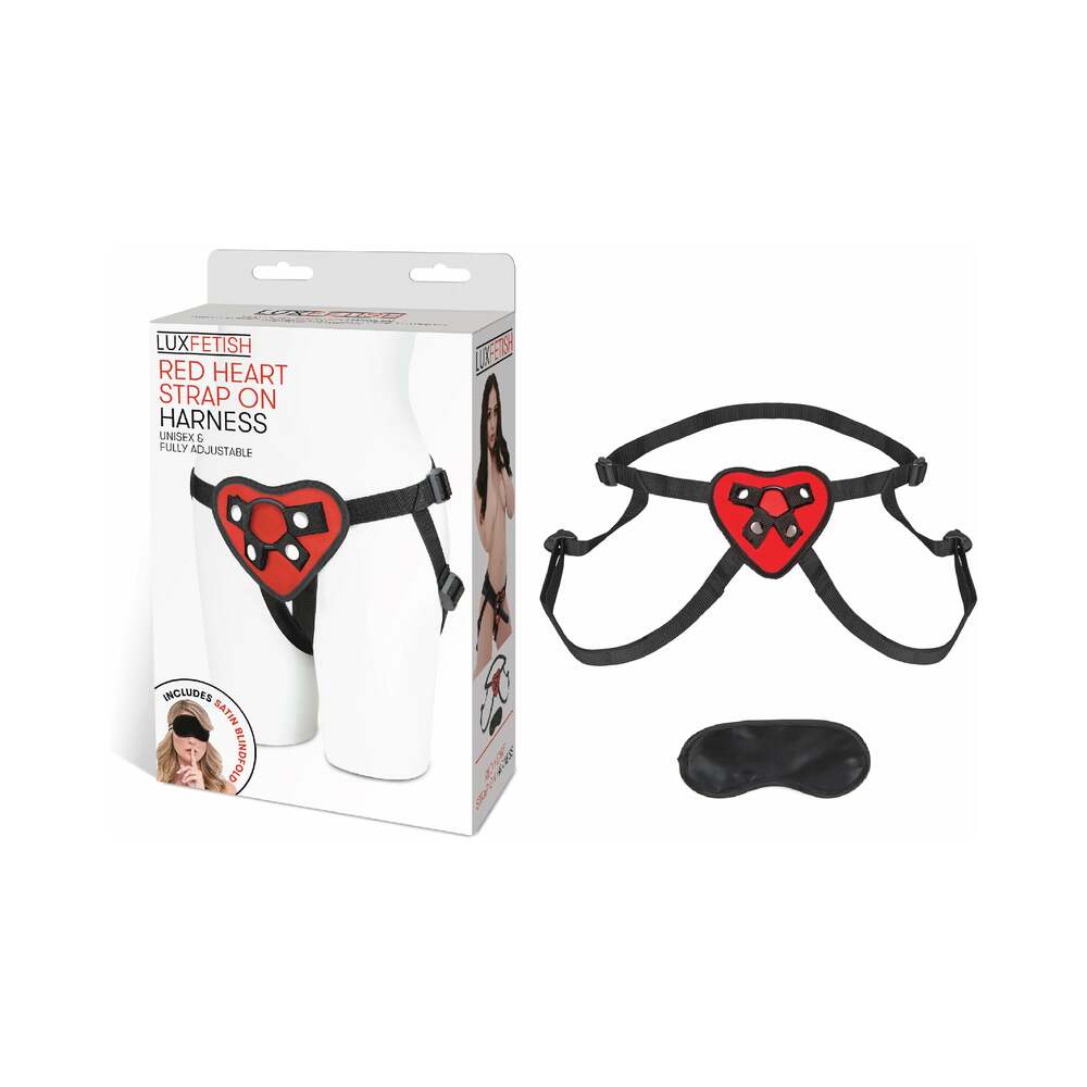 Lux Fetish Red Heart Strap-On Harness with Adjustable Straps