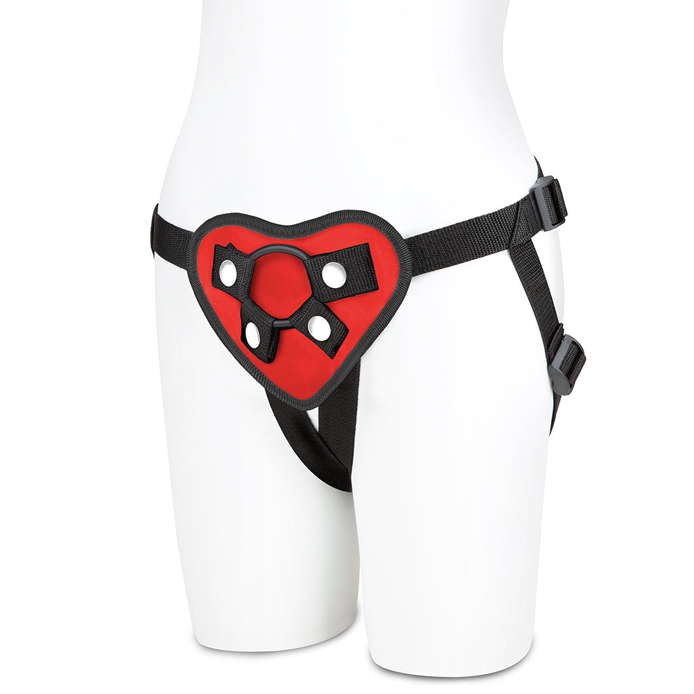 Lux Fetish Red Heart Strap-On Harness with Adjustable Straps