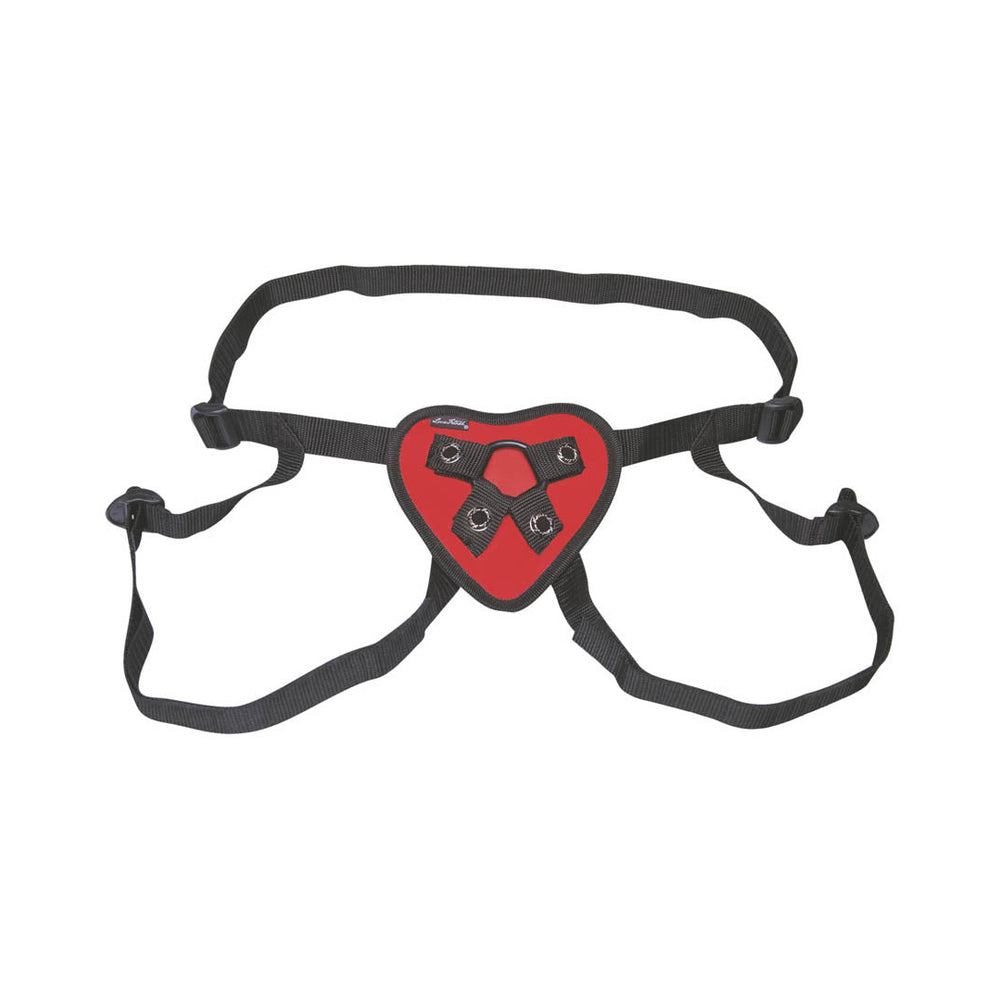 Lux Fetish Red Heart Strap-On Harness with Adjustable Straps