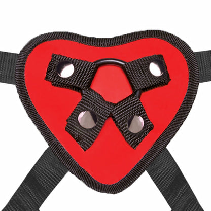 Lux Fetish Red Heart Strap-On Harness with Adjustable Straps