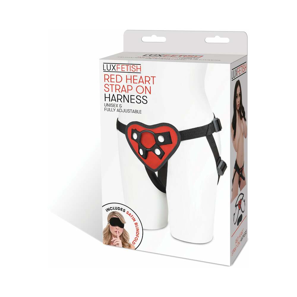 Lux Fetish Red Heart Strap-On Harness with Adjustable Straps