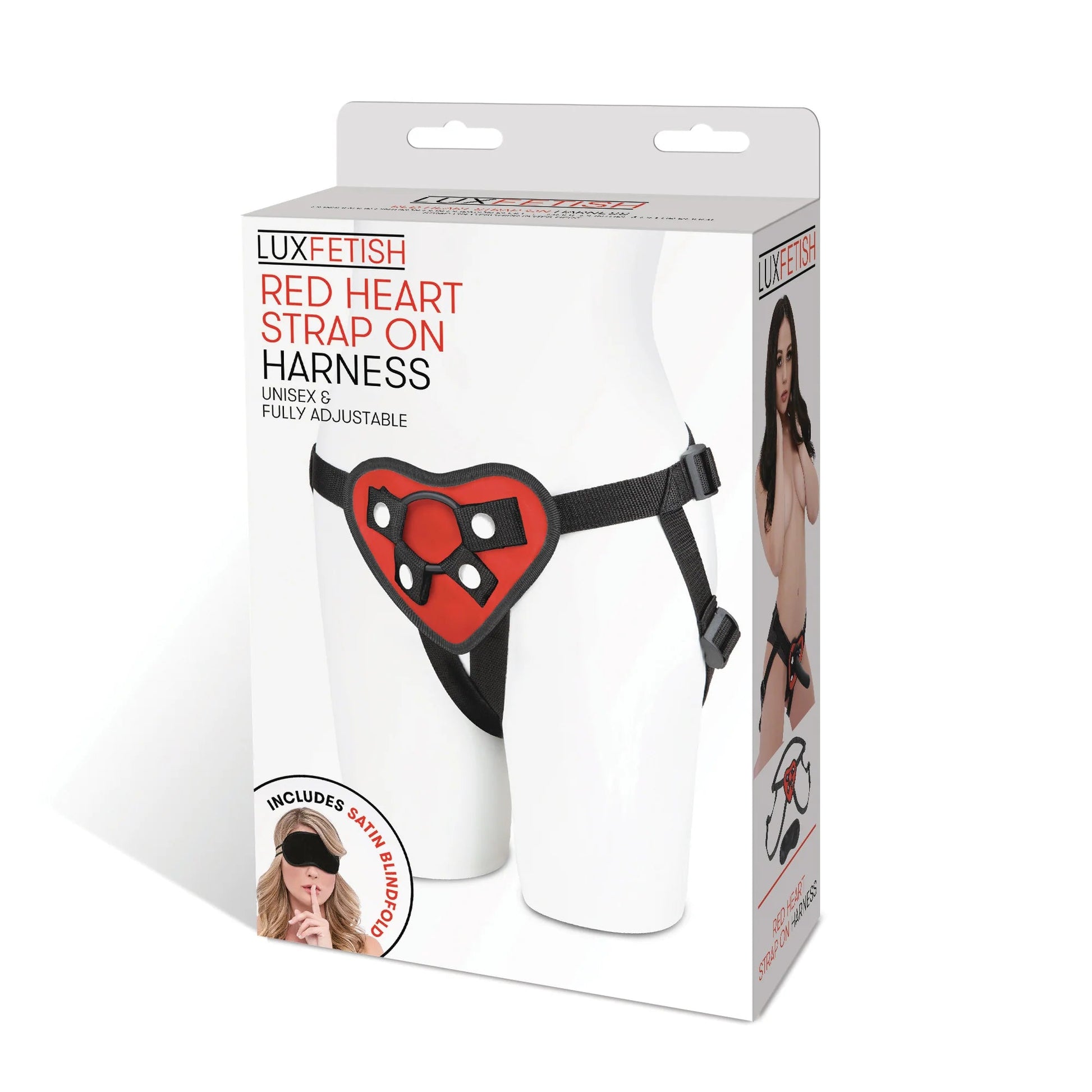 Lux Fetish Red Heart Strap-On Harness with Adjustable Straps