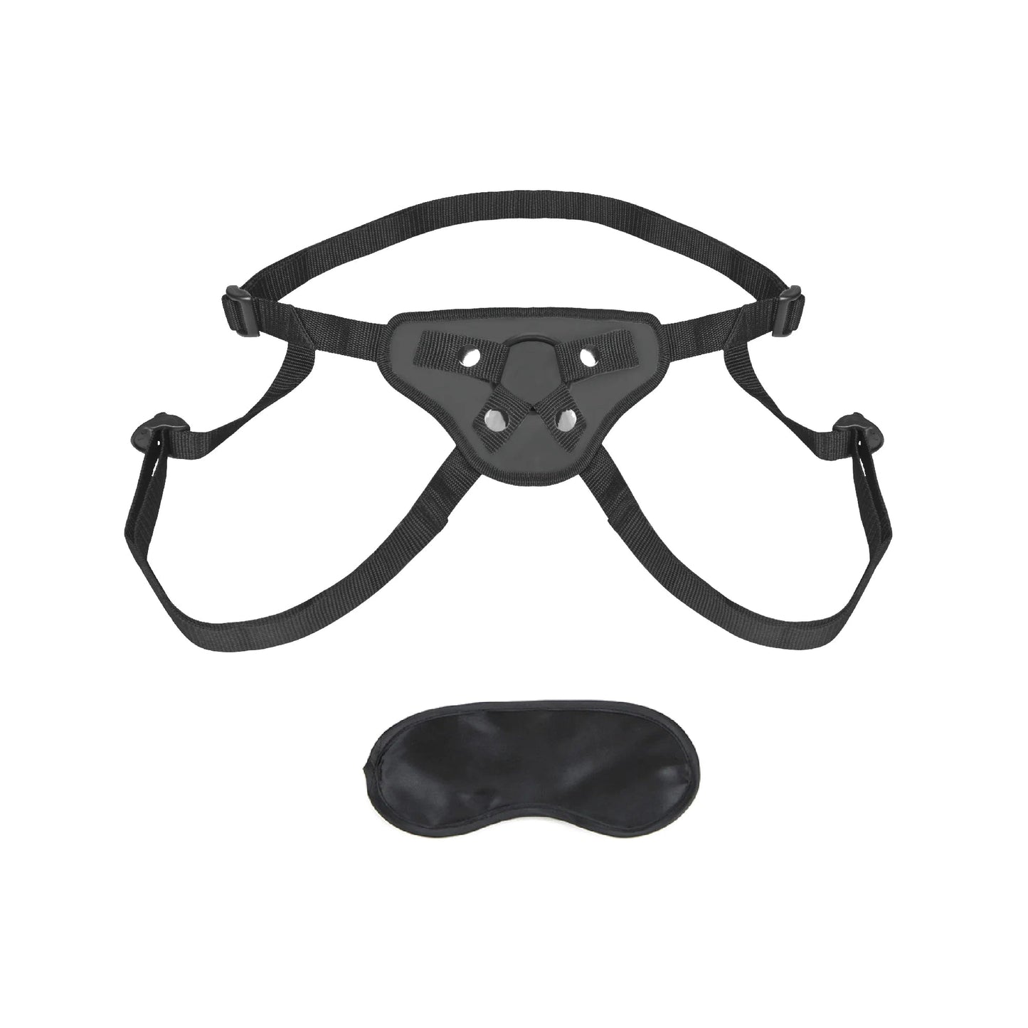 Lux Fetish PVC Strap-On Harness – Black – Adjustable Up to 60 in