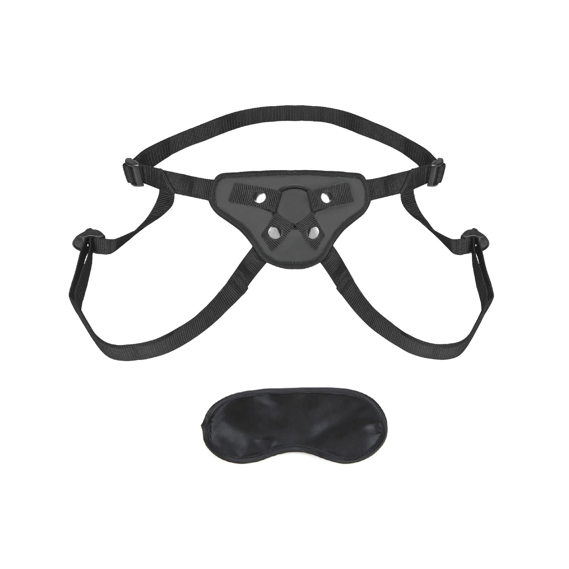Lux Fetish PVC Strap-On Harness – Black – Adjustable Up to 60 in