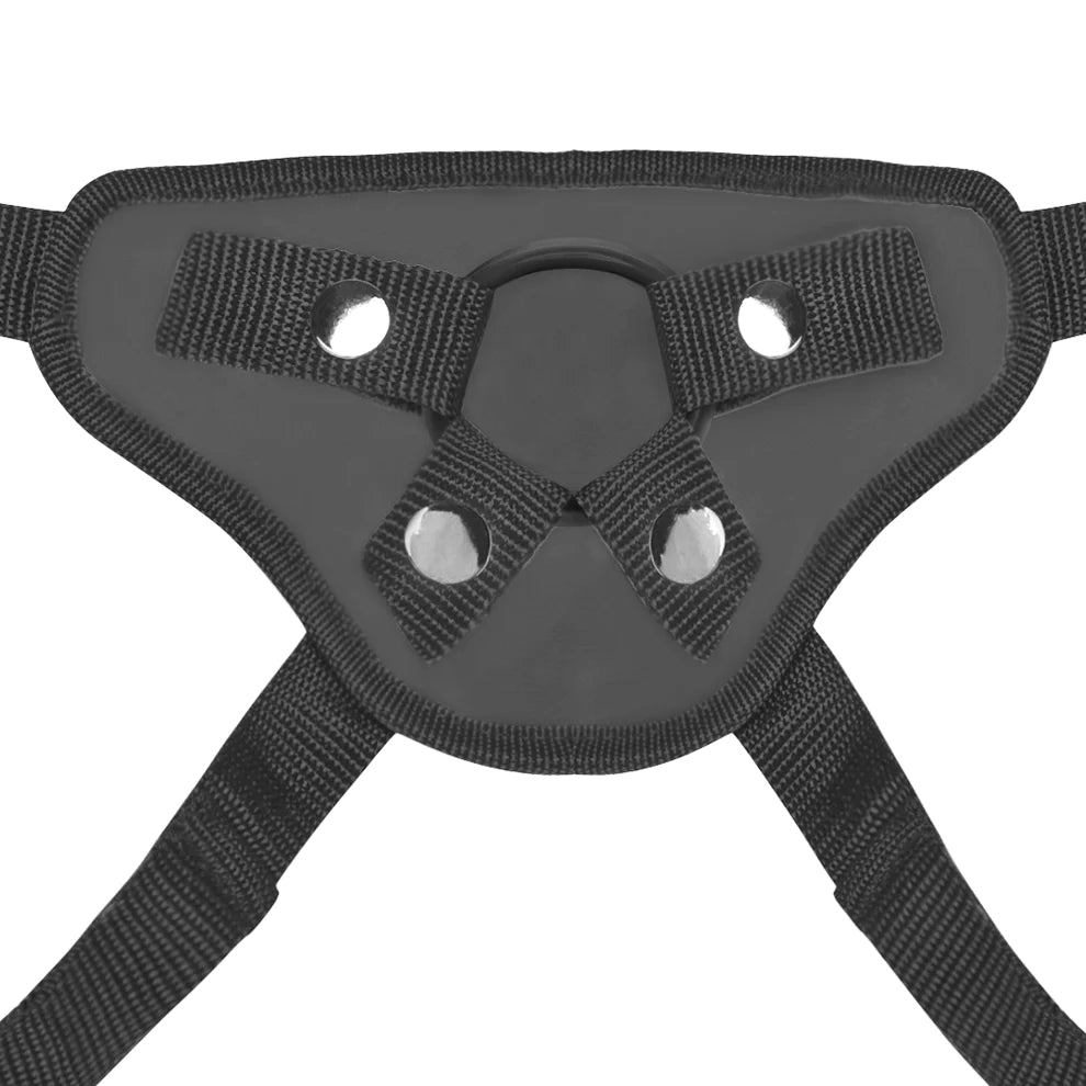 Lux Fetish PVC Strap-On Harness – Black – Adjustable Up to 60 in