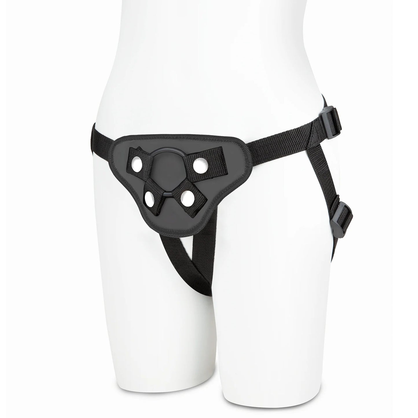 Lux Fetish PVC Strap-On Harness – Black – Adjustable Up to 60 in