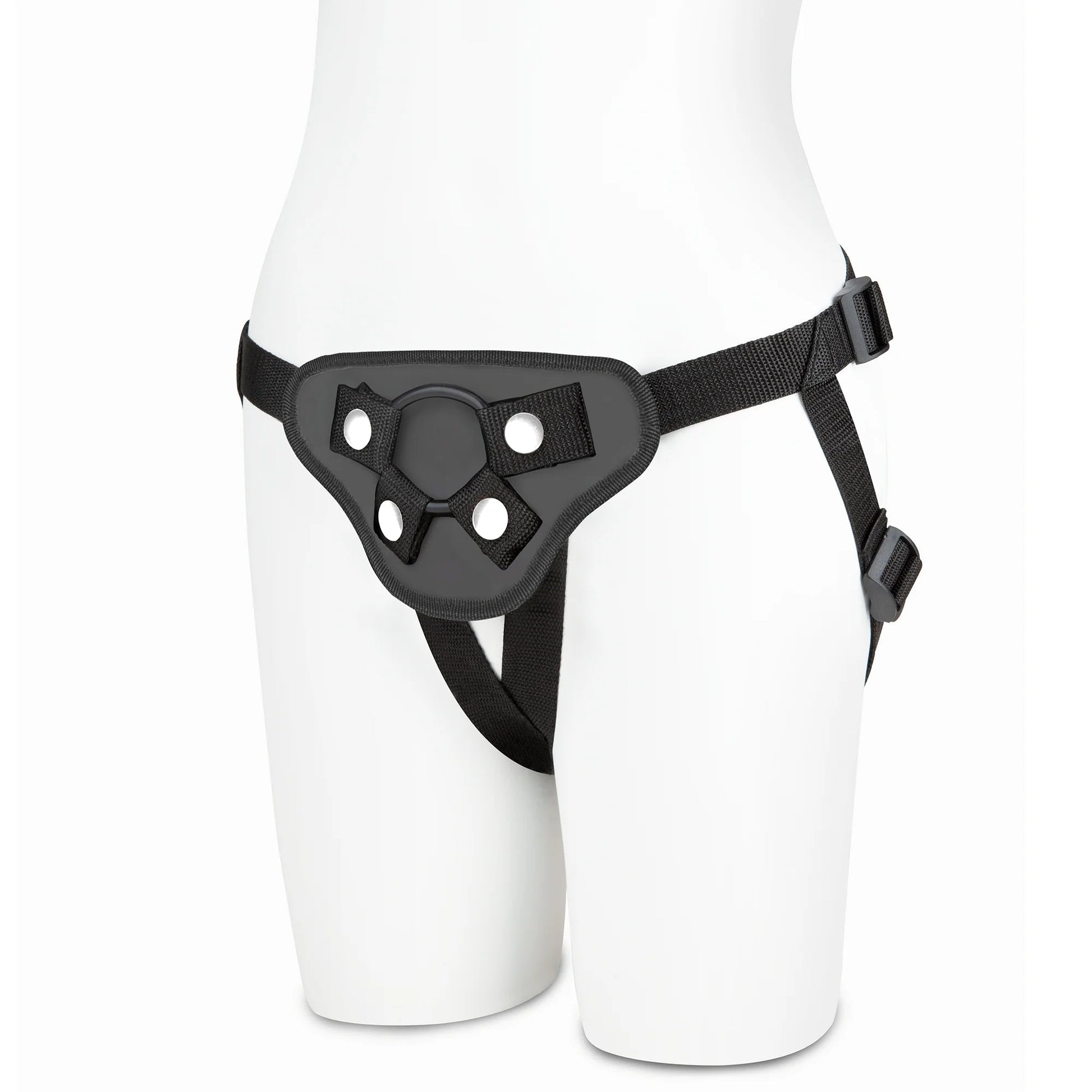 Lux Fetish PVC Strap-On Harness – Black – Adjustable Up to 60 in