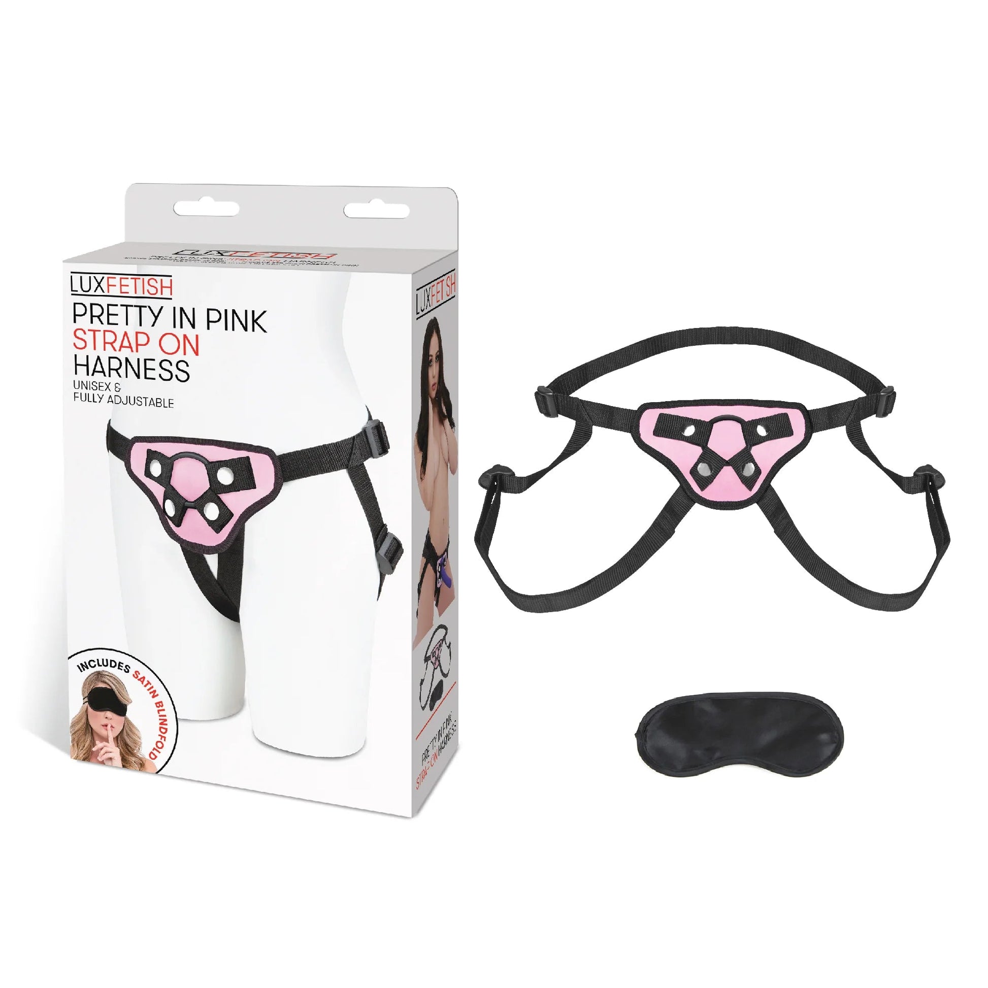 Lux Fetish Pretty in Pink Strap-On Harness – Light Pink, Adjustable Straps