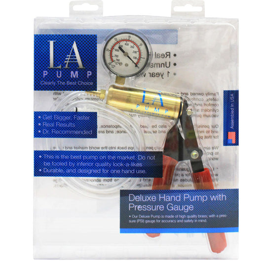 LA Pump Deluxe Penis Pump with Pressure Gauge – Clear