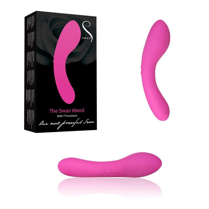 Swan Rechargeable Massage Wand – Hot Pink – Waterproof with 2 Motors and 7 Functions