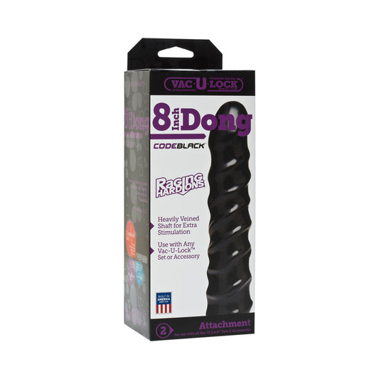 Doc Johnson Vac-U-Lock 8in Dong with Spiral Design – Black