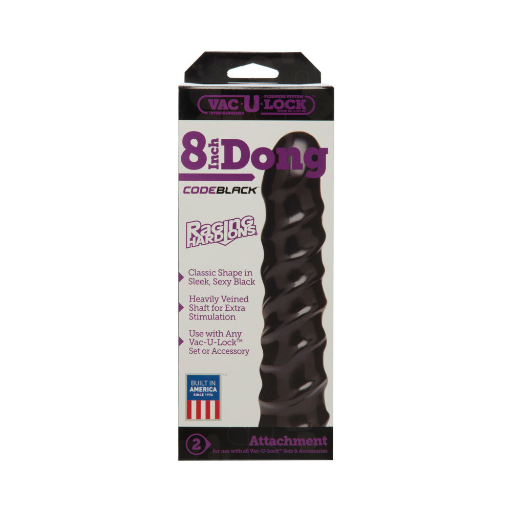 Doc Johnson Vac-U-Lock 8in Dong with Spiral Design – Black