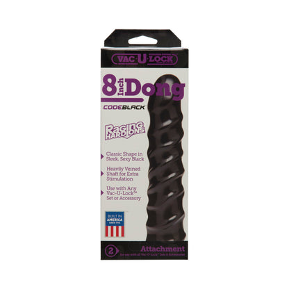 Doc Johnson Vac-U-Lock 8in Dong with Spiral Design – Black