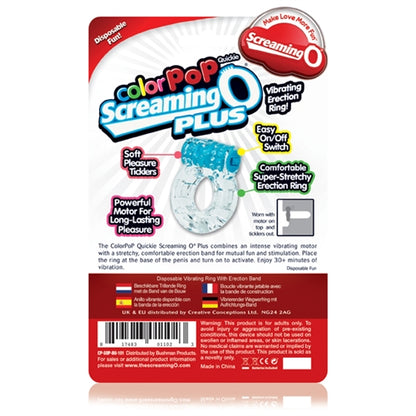 Screaming O PLUS Vibrating Erection Ring – Blue
