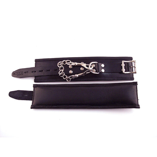 Rouge Garments Padded Black Leather Wrist Cuffs with Adjustable Straps