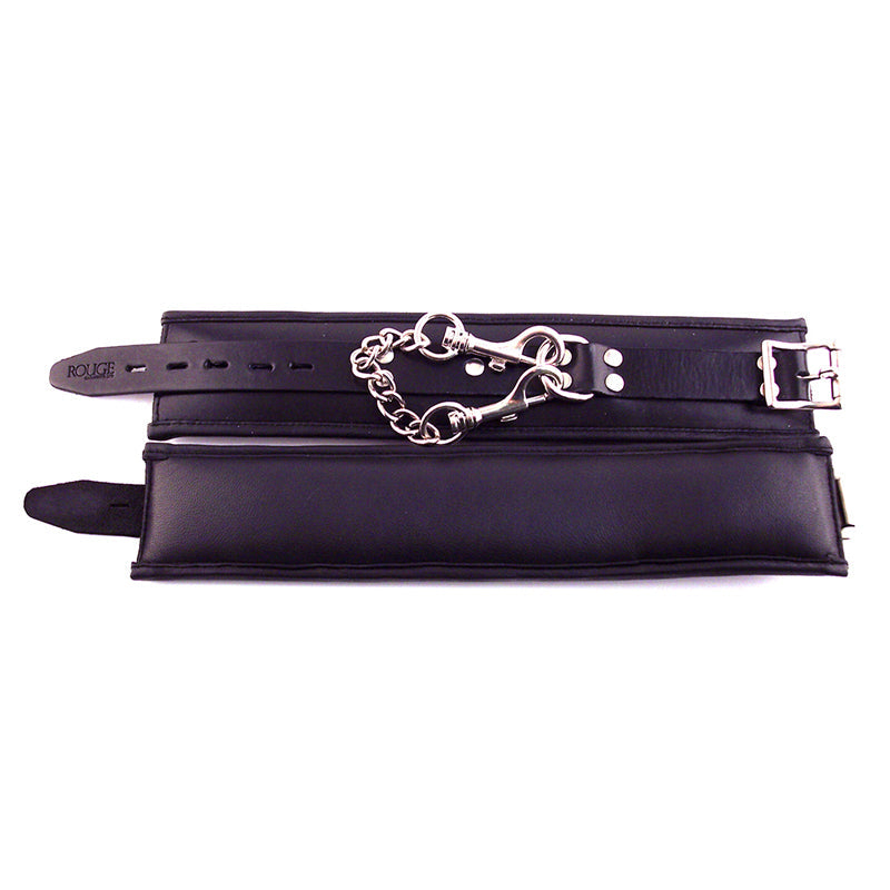 Rouge Padded Ankle Cuffs – Black – Adjustable Leather Restraints
