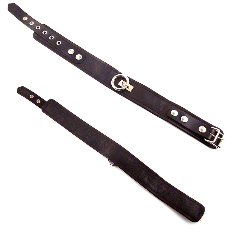 Rouge Garments Plain Black Leather Collar with Removable O-Ring