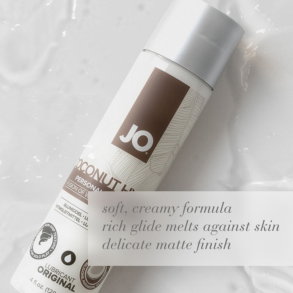 JO Coconut Hybrid Original Lubricant 4 oz – Clear – Water-Based and Coconut Oil Blend