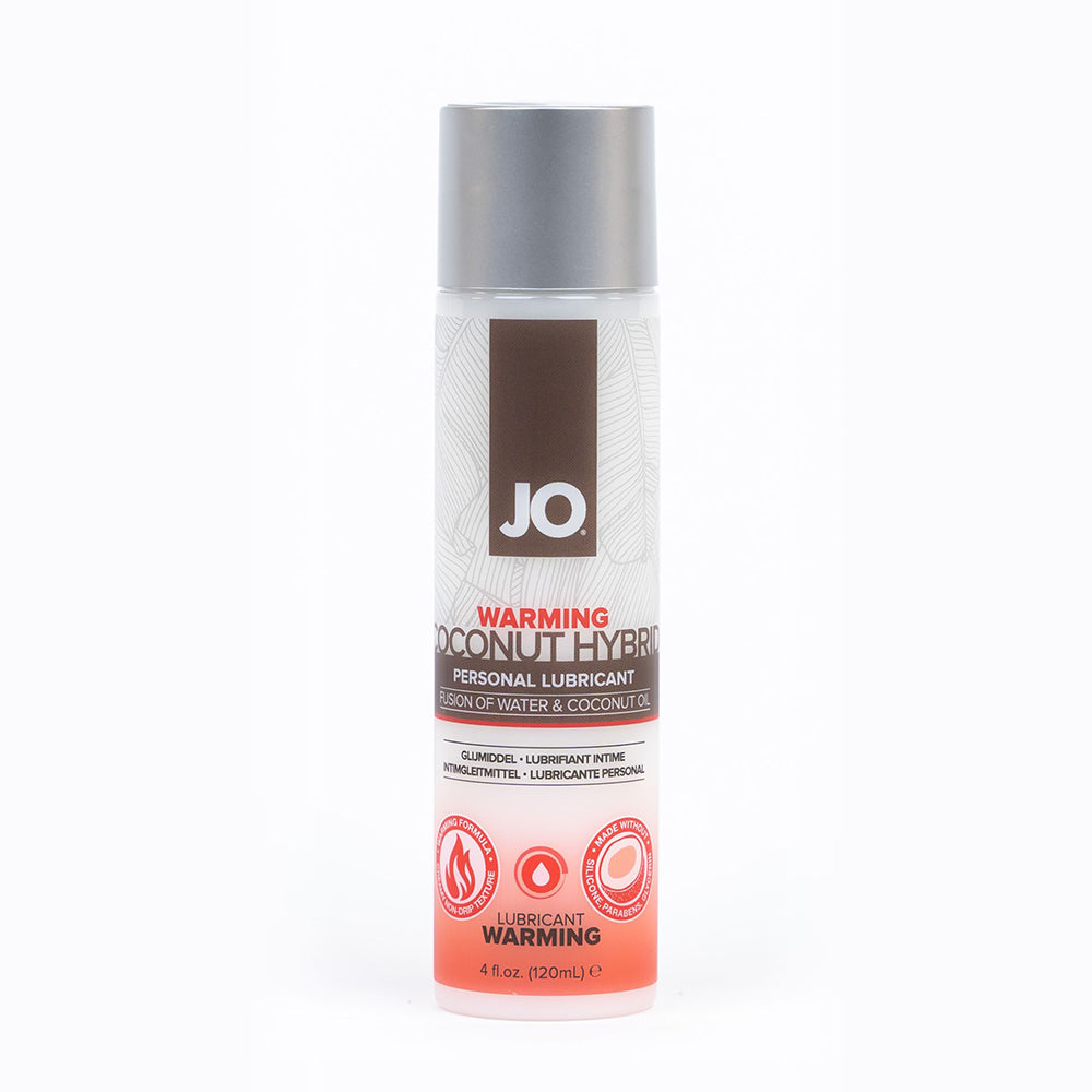 JO Coconut Hybrid Warming Lubricant 4 oz - Clear - Water-Based and Coconut Oil Blend