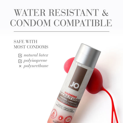 JO Coconut Hybrid Warming Lubricant 4 oz - Clear - Water-Based and Coconut Oil Blend
