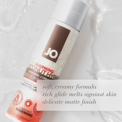 JO Coconut Hybrid Warming Lubricant 4 oz - Clear - Water-Based and Coconut Oil Blend