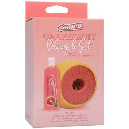 Doc Johnson Goodhead Grapefruit Blowjob Stroker Set – Yellow/Pink